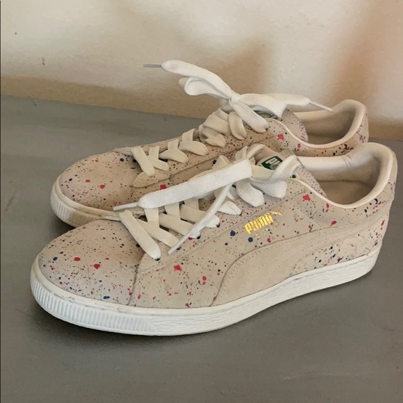 Other - Men’s white/nude suede splat sneakers